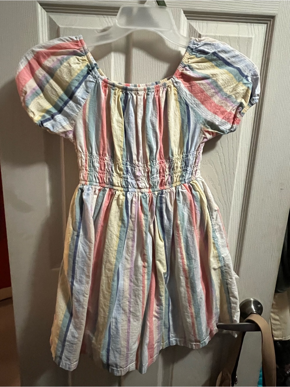 wonder nation Pastel Rainbow Stripe Dress in Pink, Blue, Yellow